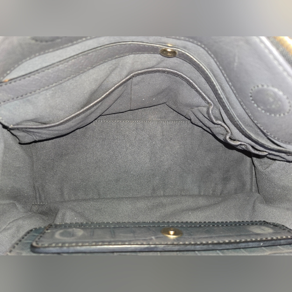 MCM Croc Embossed Gray Leather Large 2 way Satchel T7428 in EUC - Picture 11 of 16